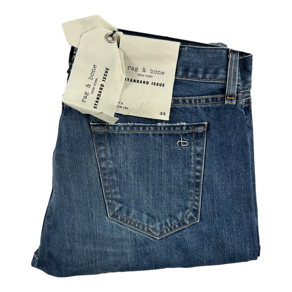 Rag & Bone Standard Issue Saranac Fit 2 Distressed Slim Leg Size 33x32 NWT 325$